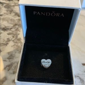 Pandora heart charm with white crystal stone